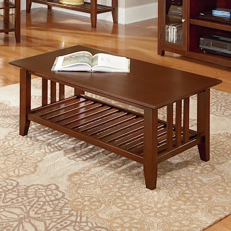 Rectangular Cocktail Table with Slat Shelf